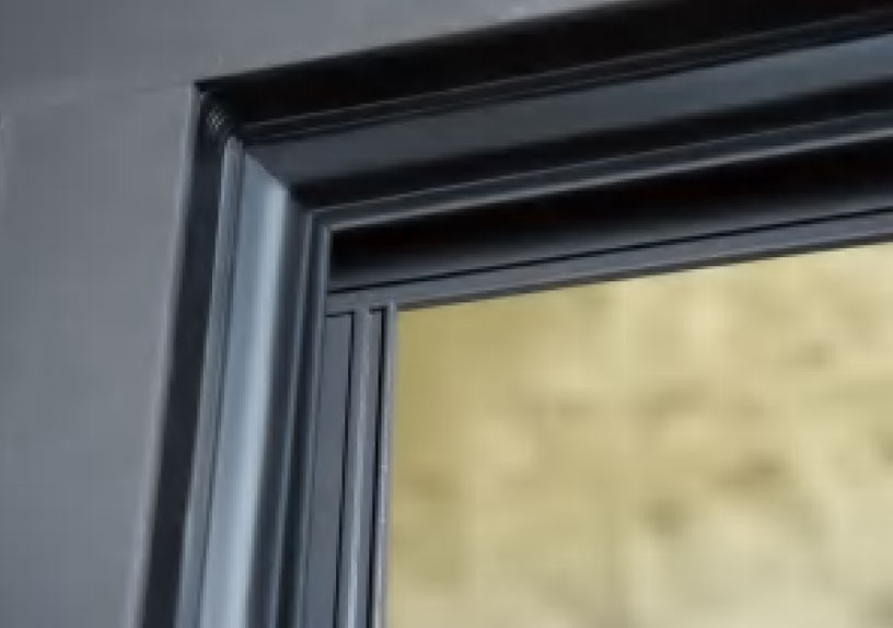 Closeup of anti-leak sealing on a window.